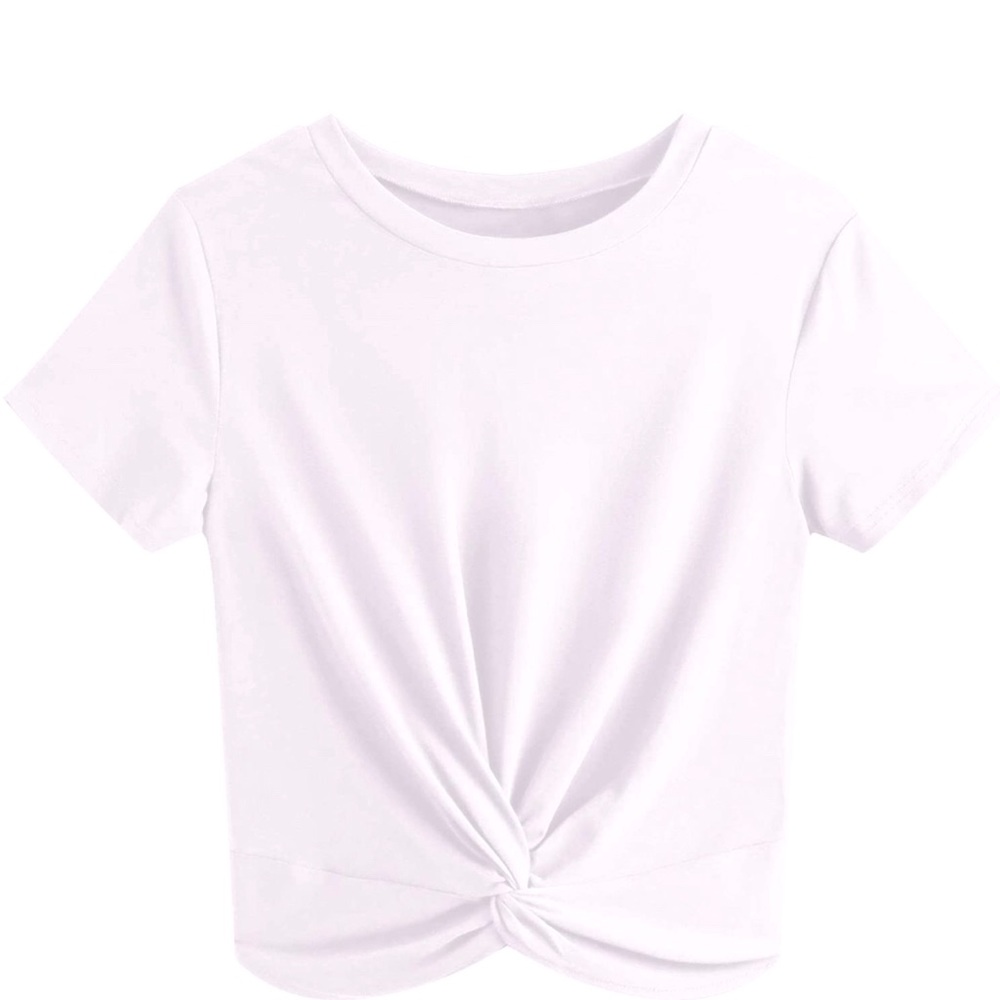 JINKESI Women's  Short Sleeve Blouse Crop Top Twist Front Tee T-Shirt